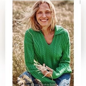 J. Jill Kelly Green Cable Knit Polo Sweater size 2X